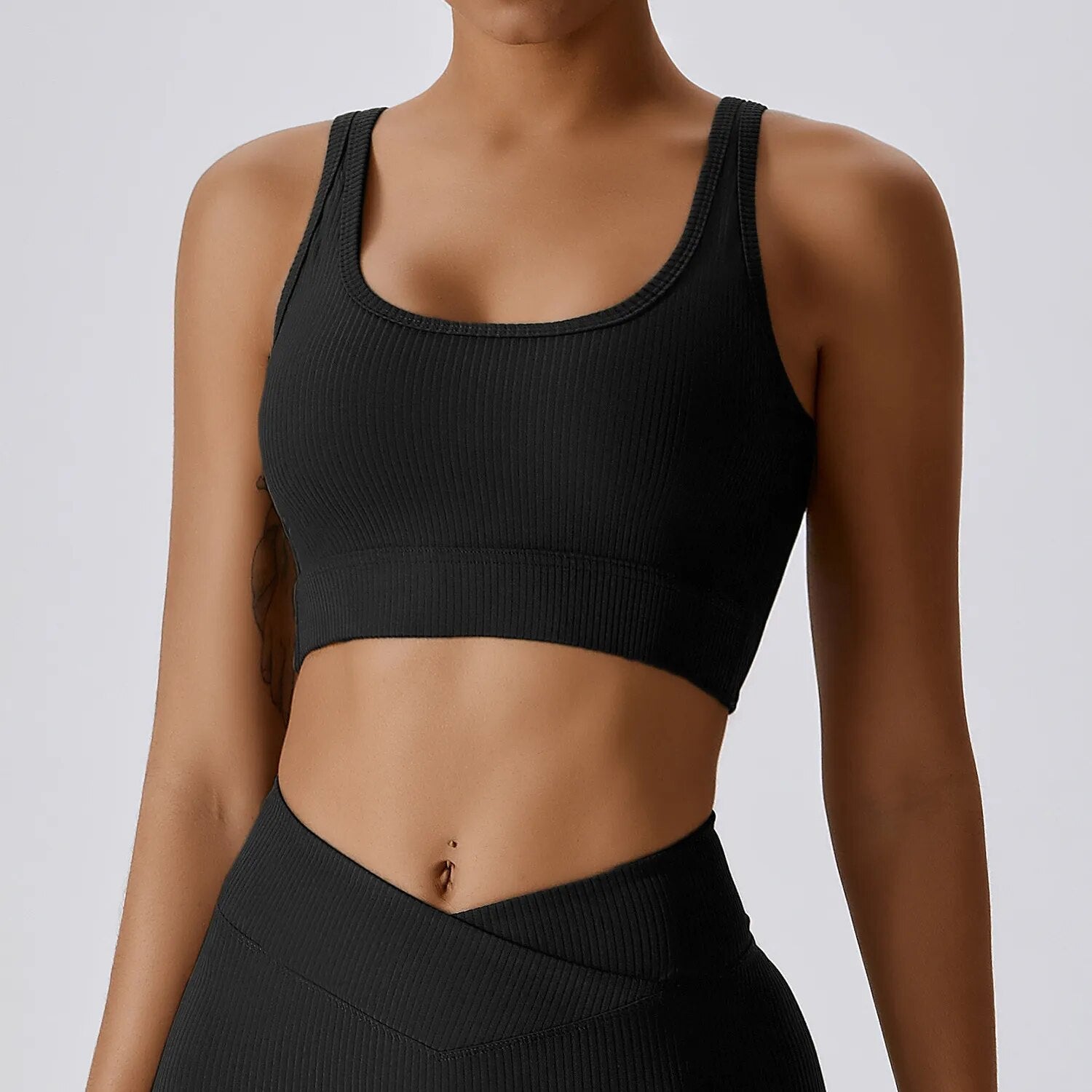 Zoorie Solid Color Rib U Sport Bra