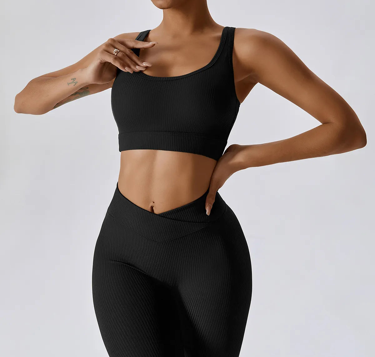 Zoorie Solid Color Rib U Sport Bra