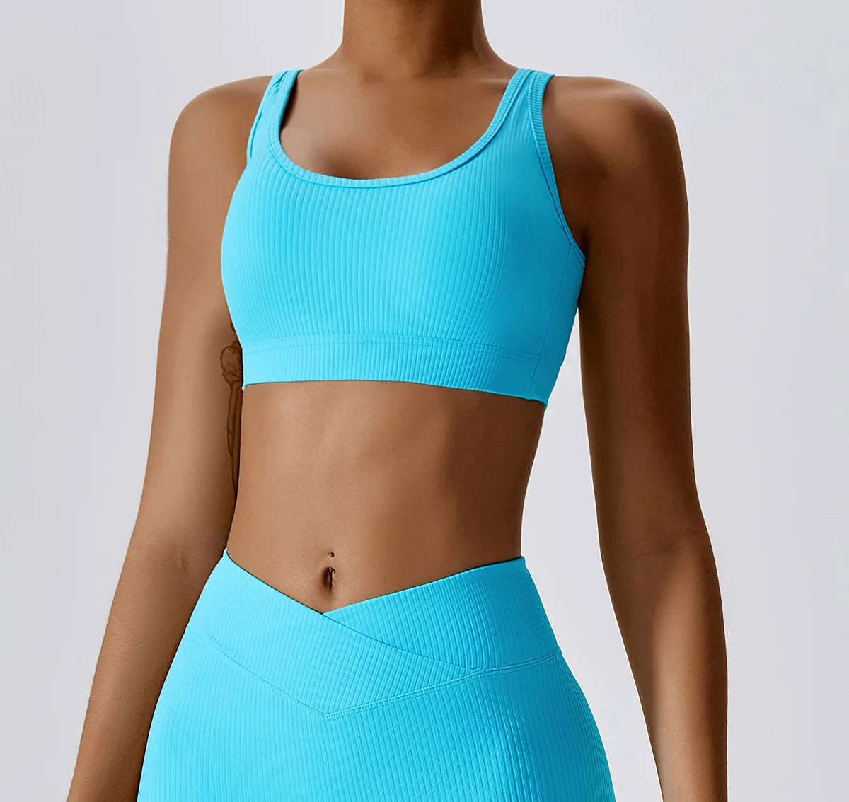 Zoorie Solid Color Rib U Sport Bra