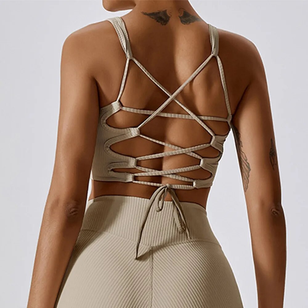 Zoorie Solid Color Rib U Sport Bra