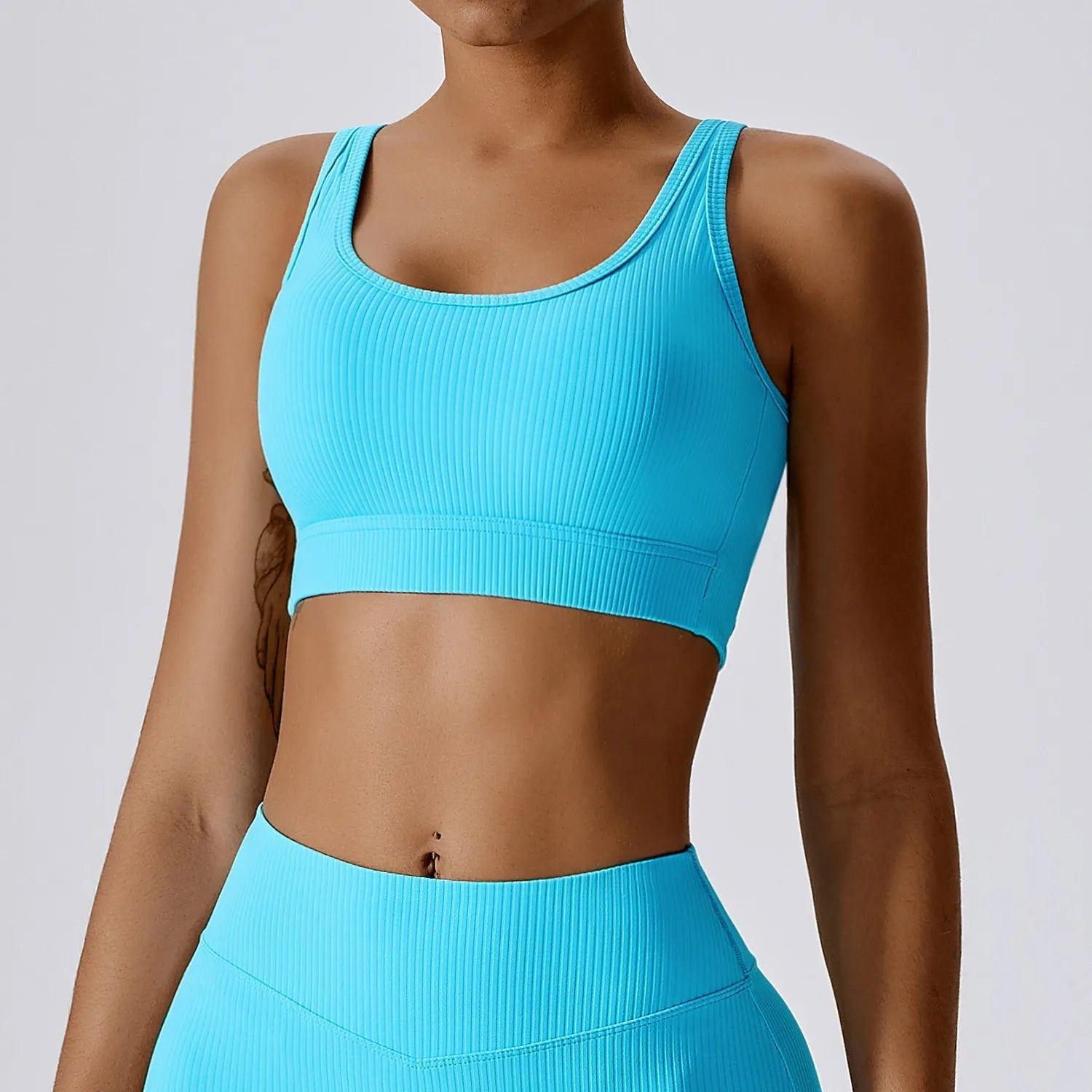 Zoorie Solid Color Rib U Sport Bra