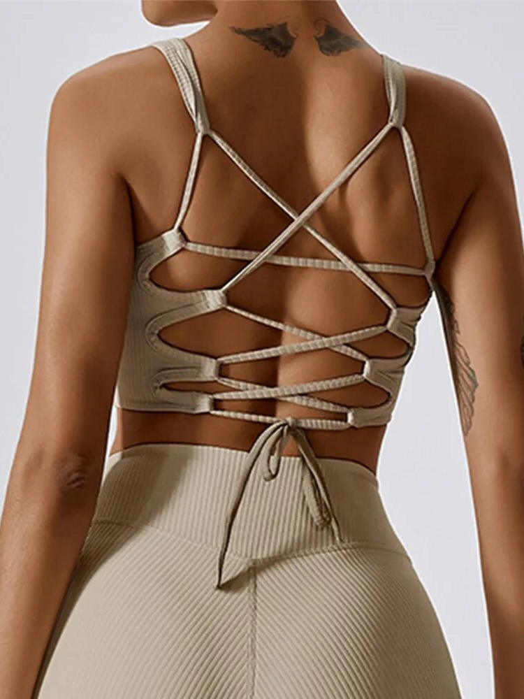 Zoorie Solid Color Rib U Sport Bra