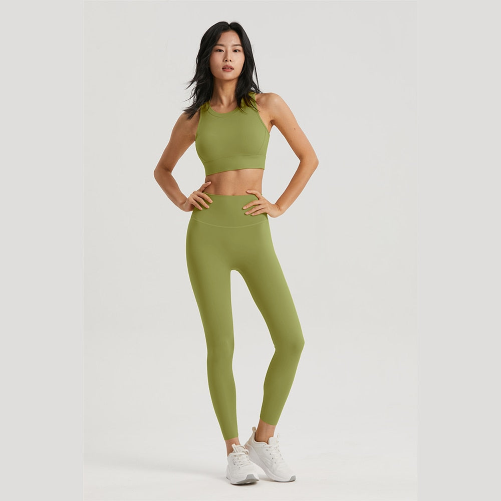 Hollow Out Sports Bra and Leggings Suit