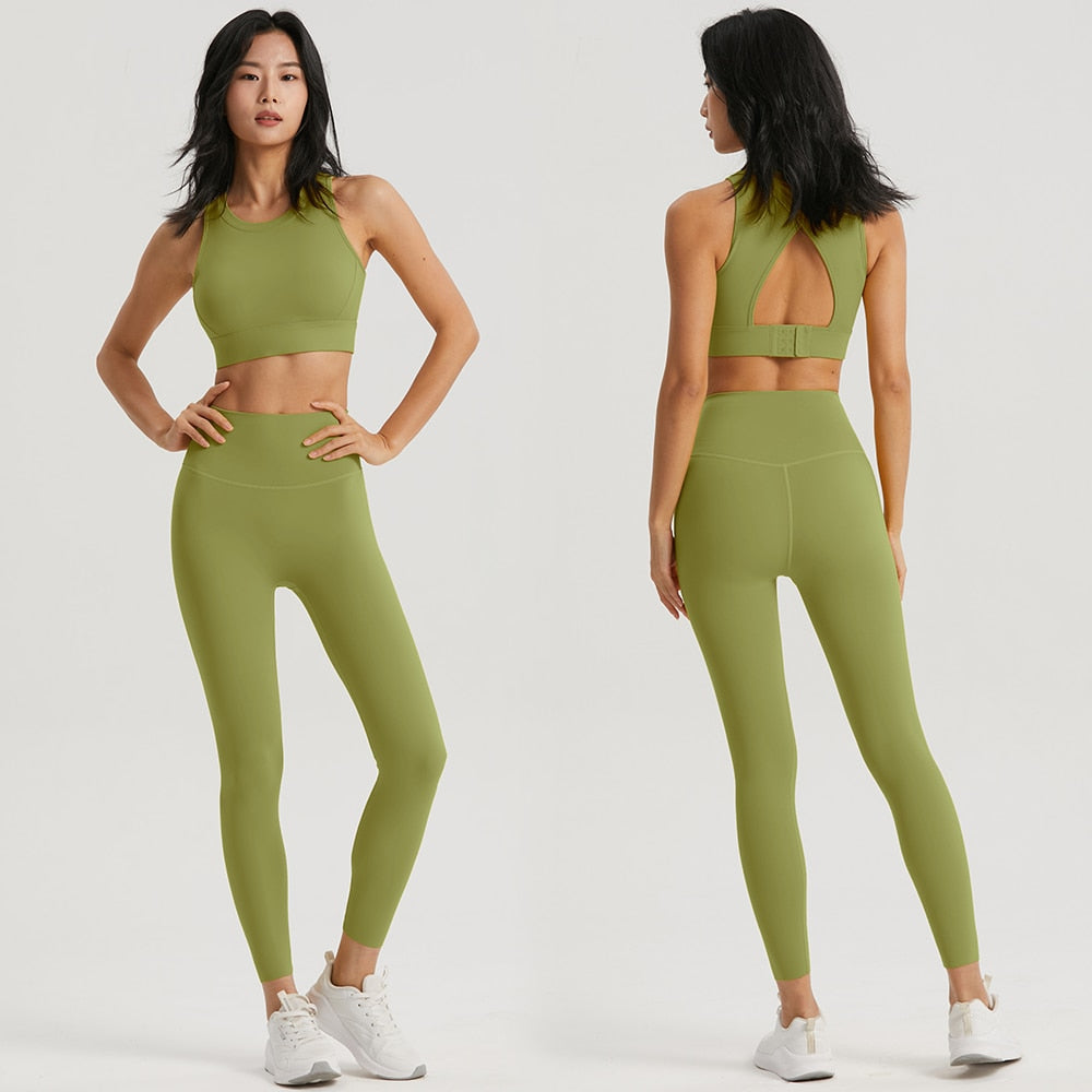 Hollow Out Sports Bra and Leggings Suit