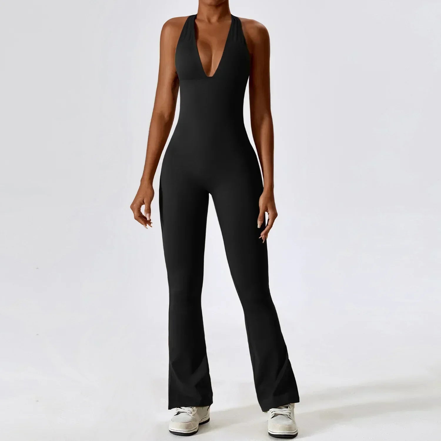 Zoorie Sexy V-neck Flare Jumpsuit
