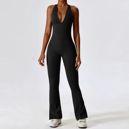 Zoorie Sexy V-neck Flare Jumpsuit