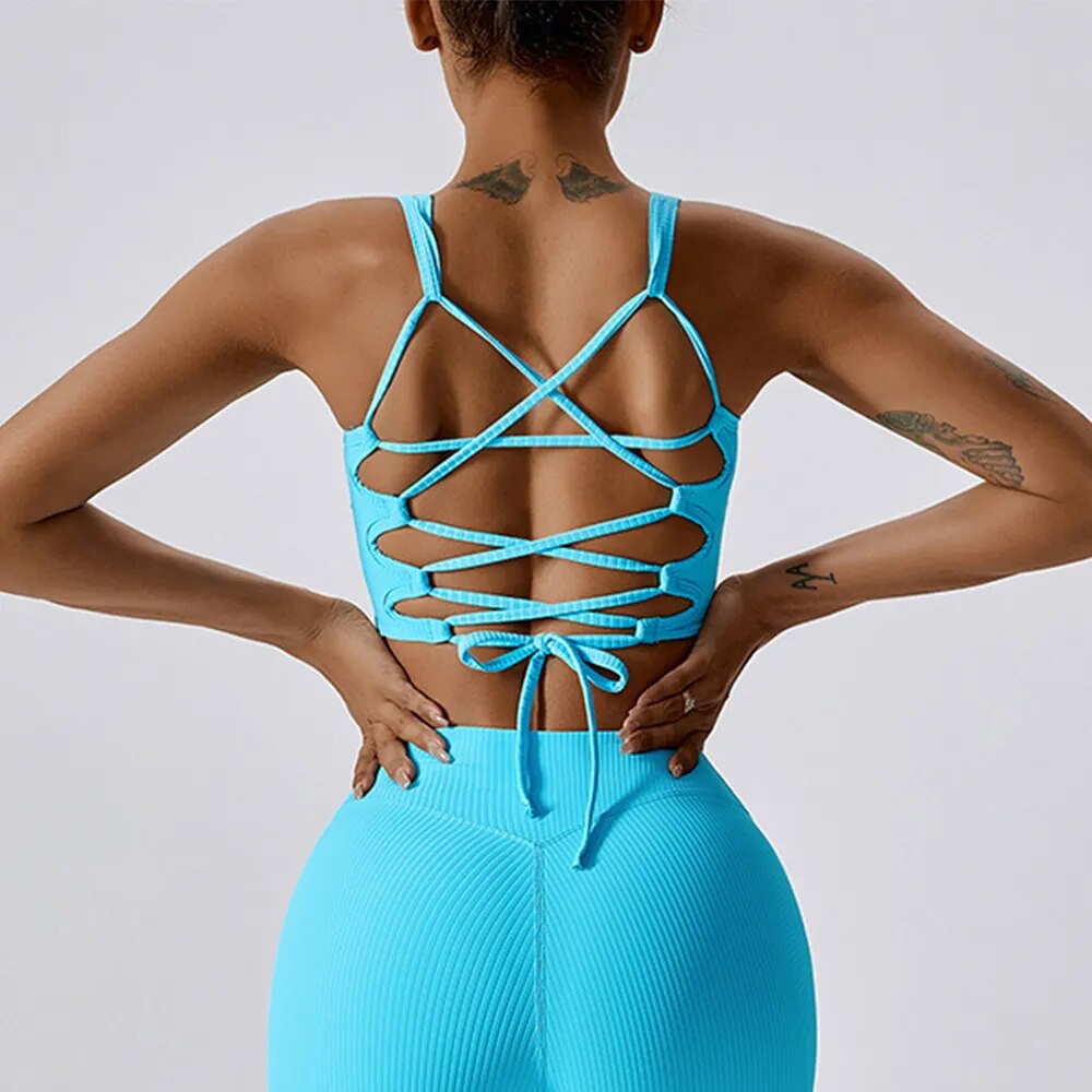 Zoorie Solid Color Rib U Sport Bra
