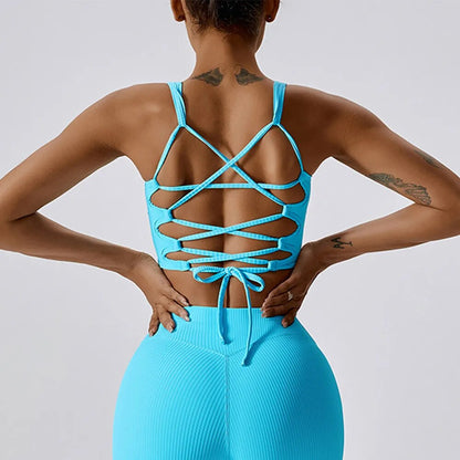 Zoorie Solid Color Rib U Sport Bra