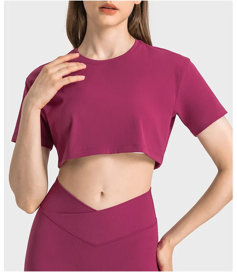 Zoorie Solid Color Drawn Rib Breathable T-Shirt
