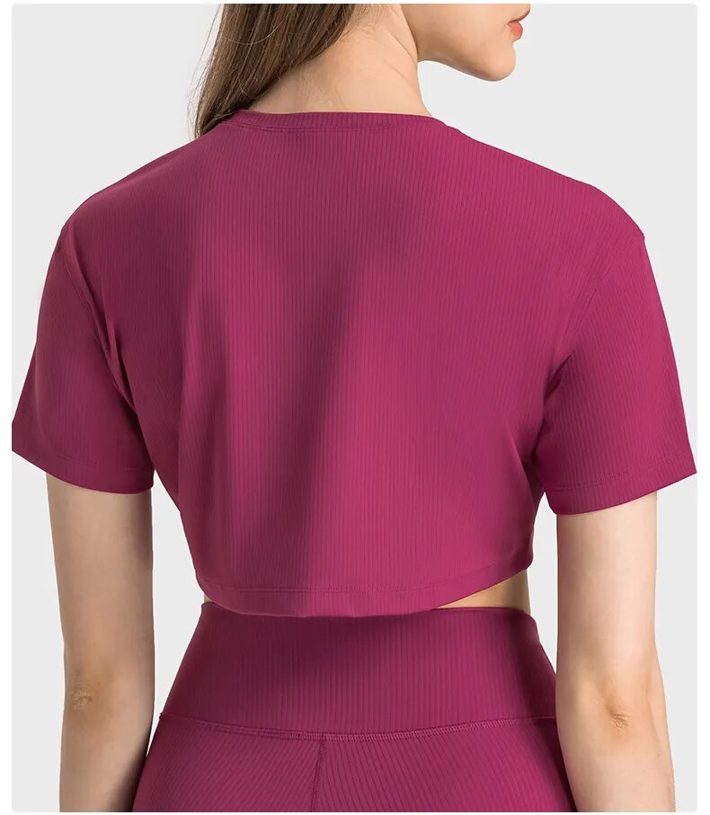 Zoorie Solid Color Drawn Rib Breathable T-Shirt