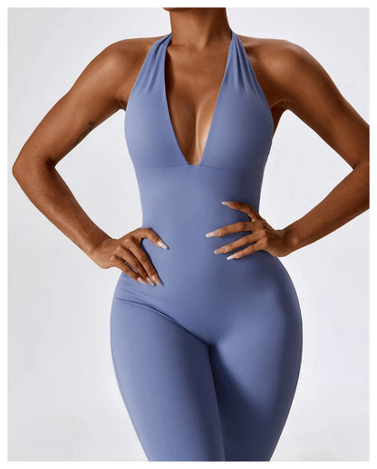 Zoorie Sexy V-neck Flare Jumpsuit