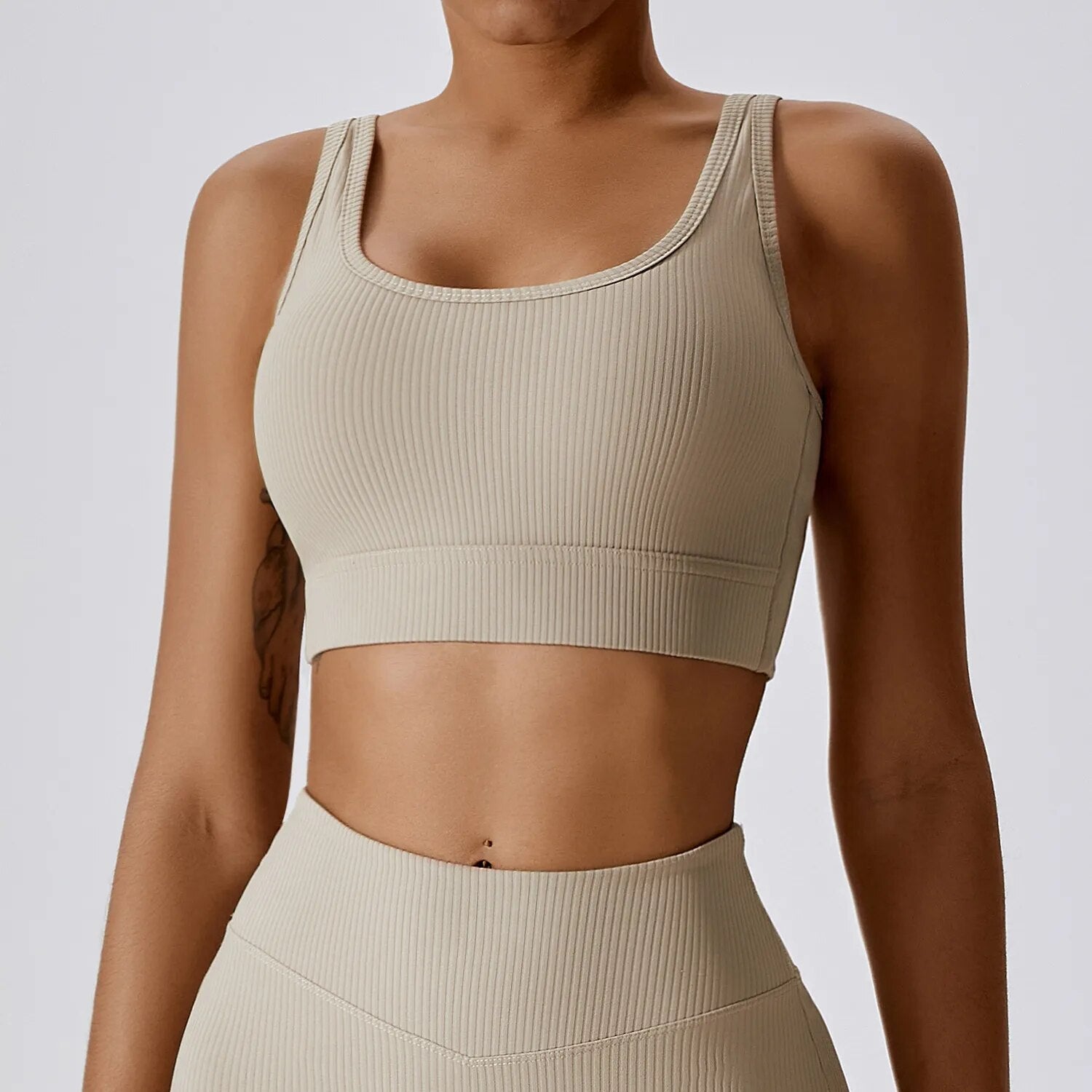 Zoorie Solid Color Rib U Sport Bra