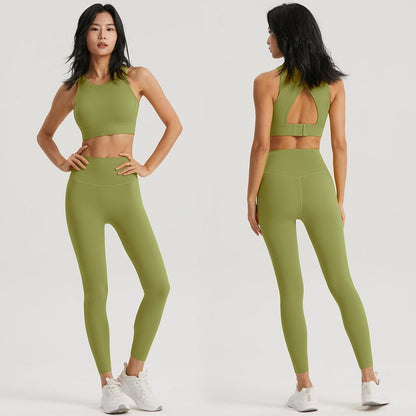 Hollow Out Sports Bra and Leggings Suit