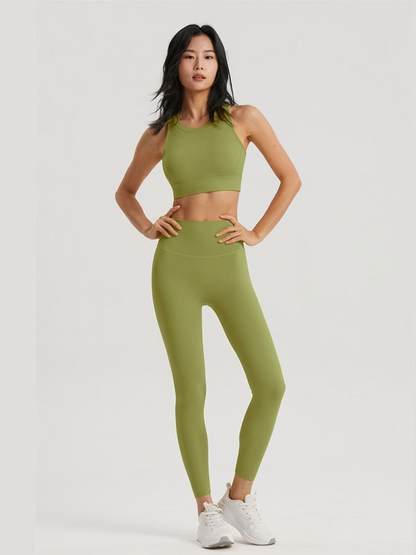 Hollow Out Sports Bra and Leggings Suit