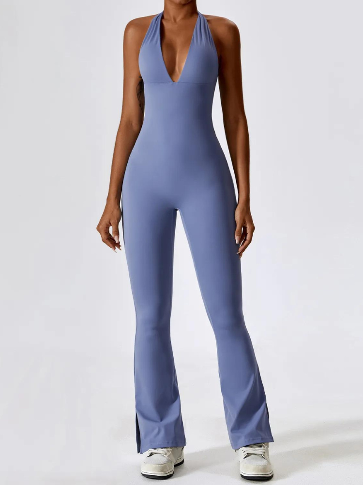 Zoorie Sexy V-neck Flare Jumpsuit