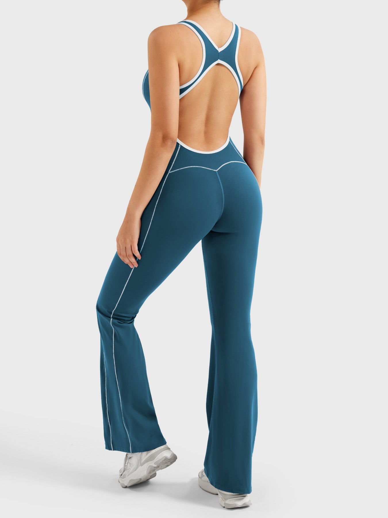 Yeoreo Antonia Contrast Trim Flared Jumpsuit